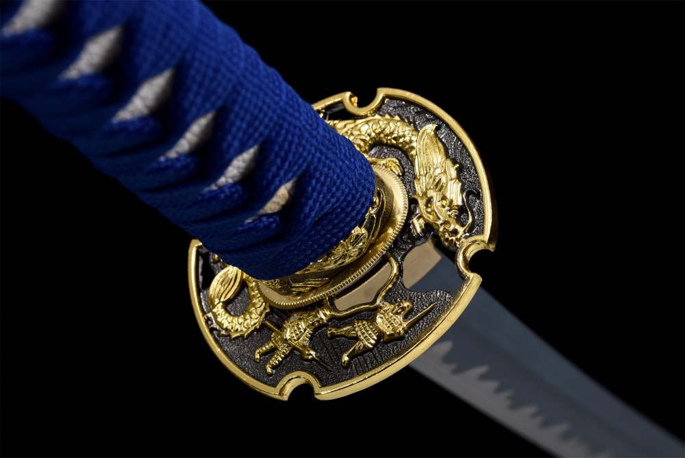Water Dragon King Katana,Baked Blue Blade,Japanese Samurai Sword,Real Handmade Katana,High Manganese Steel