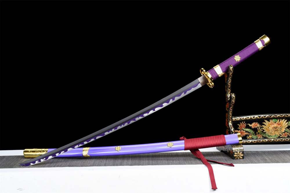 Purple Anime Sword,One Piece,Anime Cosplay,Japanese Samurai Sword,Real Handmade anime Katana,High-carbon steel,Full Tang