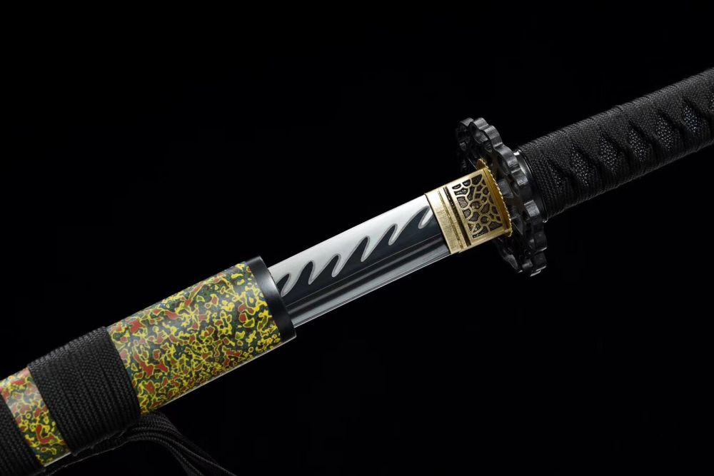Cold flame samurai sword,Katana,High-carbon steel,Solid wood handmade Scabbard,Longquan sword
