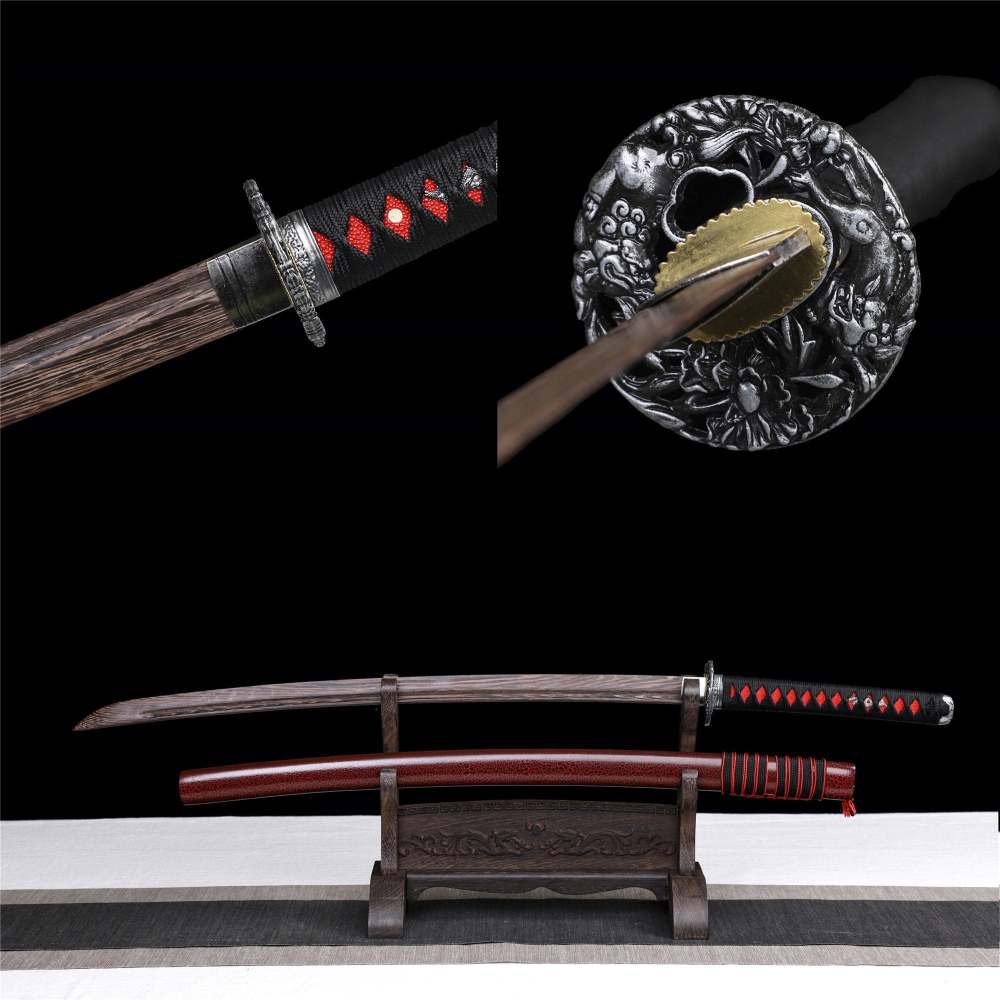 Red Crack katana,Wooden Katana,Japanese Samurai Sword,Handmade Wooden Sword,Training Sword,Rosewood blade/Bamboo Blade