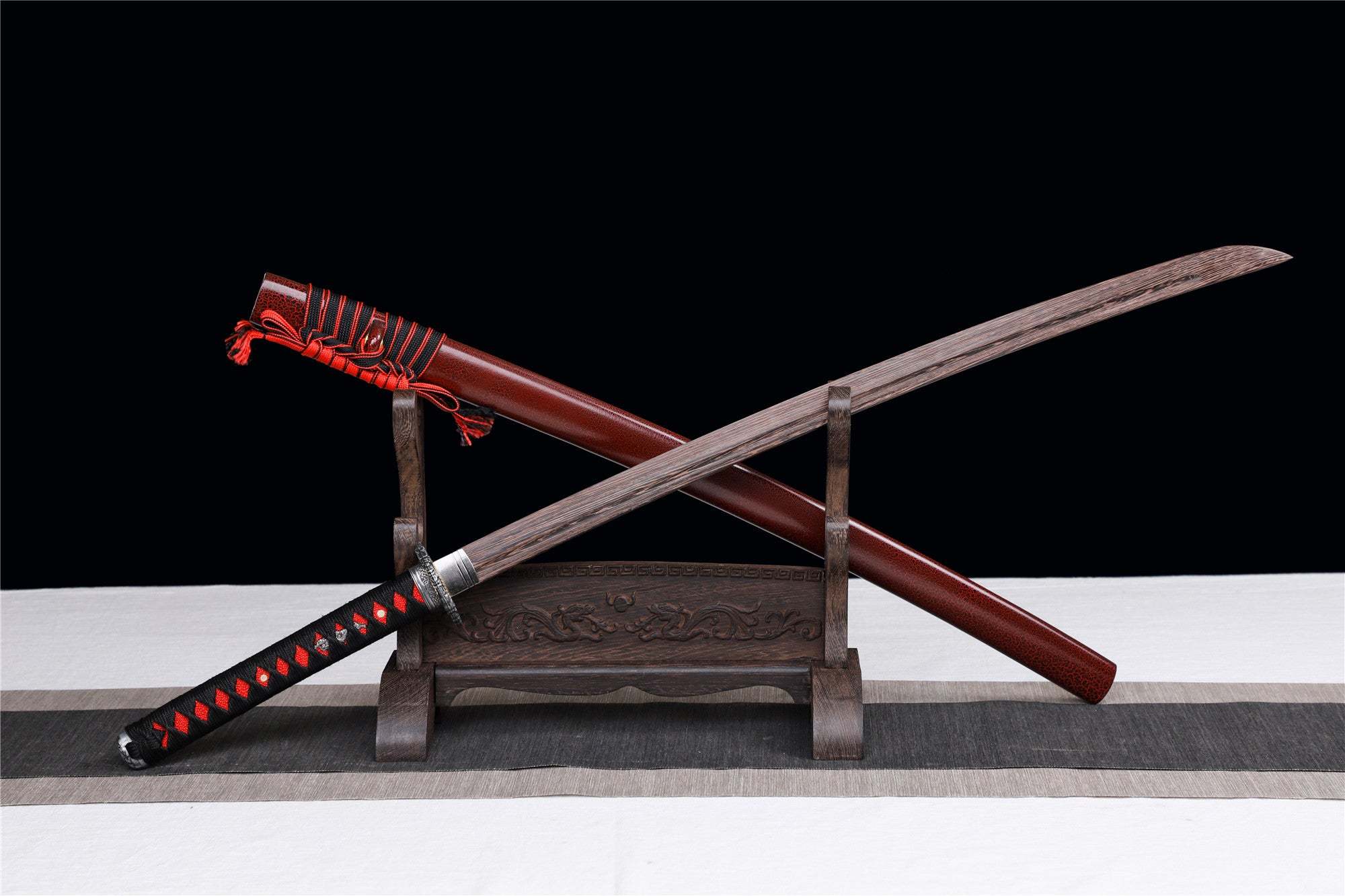 Red Crack katana,Wooden Katana,Japanese Samurai Sword,Handmade Wooden Sword,Training Sword,Rosewood blade/Bamboo Blade