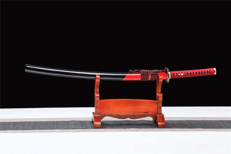 Two-Color Katana,Black and red,Wooden Katana,Japanese Samurai Sword,Handmade Wooden Sword,Bamboo Blade