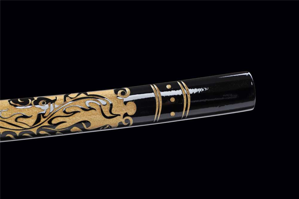 Golden Phoenix Katana,Baked Gold Series,Japanese Samurai Sword,Real Katana,Handmade sword,High performance manganese steel,Longquan sword