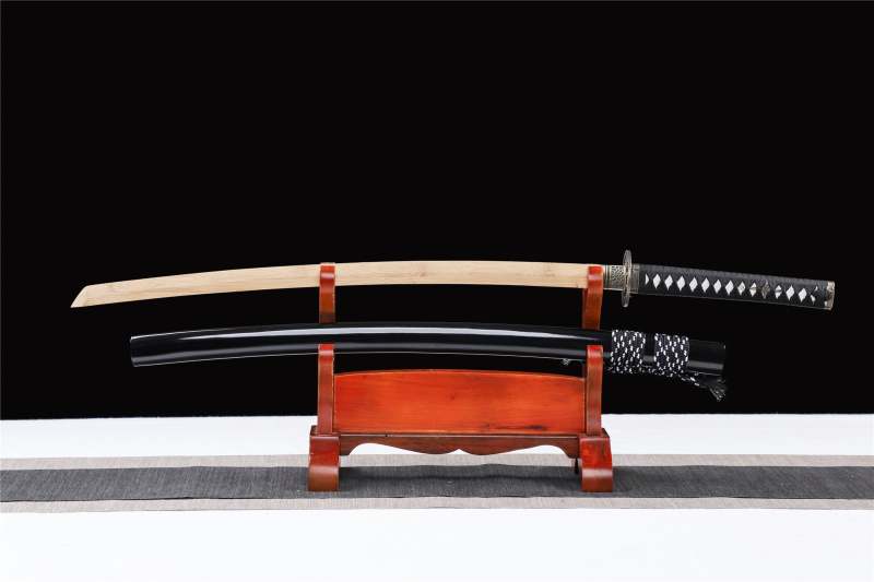 Bright Black Katana,Wooden Katana,Japanese Samurai Sword,Handmade Wooden Sword,Bamboo Blade