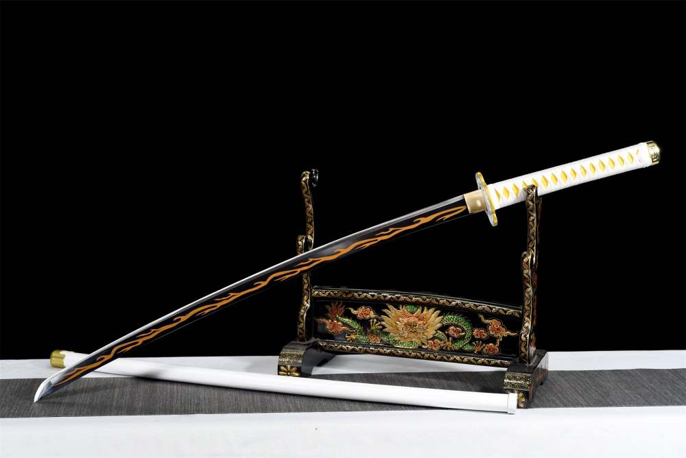 Anime Sword,Roasted Yellow Blade,Japanese Samurai Sword,Real Handmade anime Katana,High-carbon steel