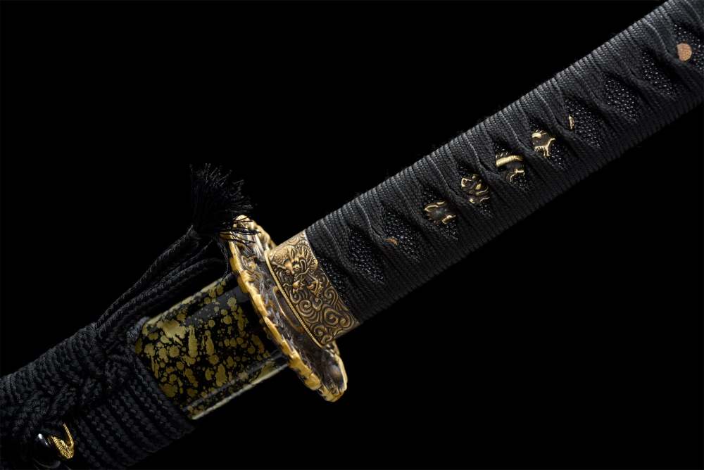 Longxiao Katana,Japanese Samurai Sword,Real Handmade Katana,High Manganese Steel,Gloden Blade