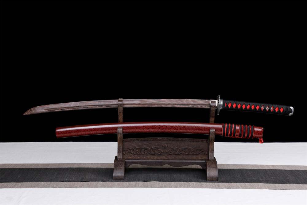 Red Crack katana,Wooden Katana,Japanese Samurai Sword,Handmade Wooden Sword,Training Sword,Rosewood blade/Bamboo Blade