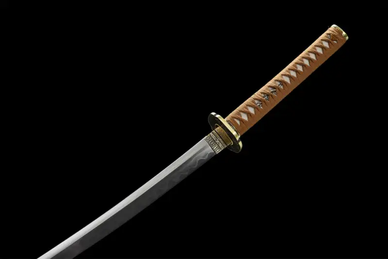 Folding Pattern Steel  Clay Tempered With Hamon Real Yellow Katana Sword Handmade Japanese Samurai Sword Full Tang