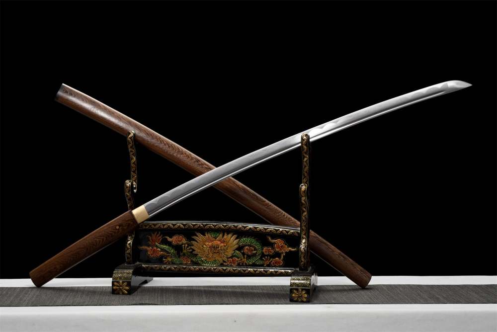Hard Rosewood Katana,Handmade Stick Sword,Real Japanese Samurai Sword,High manganese steel,Full Tang