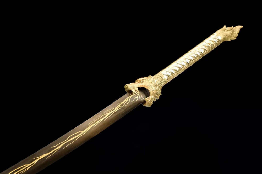 Golden Flame Wolf Sword,Handicrafts,Chinese Saber,Real Sword,Handmade Chinese Sword,High manganese steel,Longquan sword