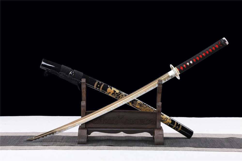 Golden Phoenix Katana,Baked Gold Series,Japanese Samurai Sword,Real Katana,Handmade sword,High performance manganese steel,Longquan sword