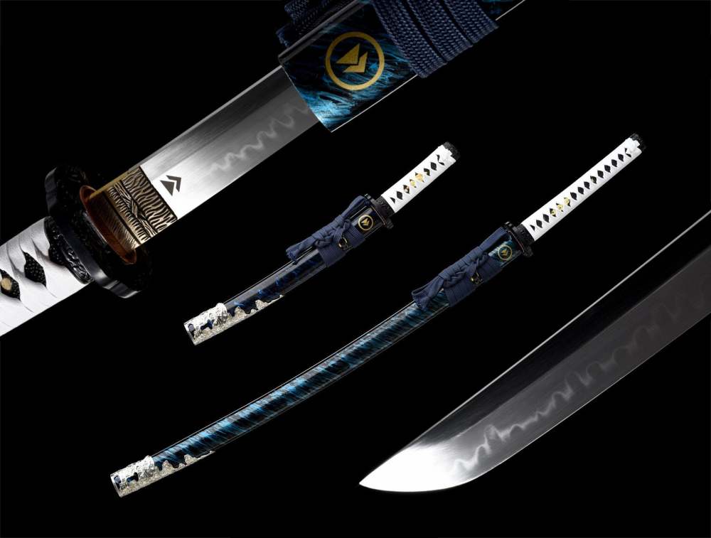 Ghost of Tsushima,Katana and Tanto,Real Japanese Samurai Sword,Handmade Katana Sword Sharp,Full Tang,Clay tempered t-10 steel with hamon