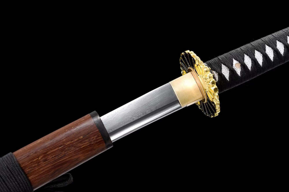 Rosewood samurai sword,Katana,Hundred steelmaking pattern steel,Solid wood scabbard,Longquan sword