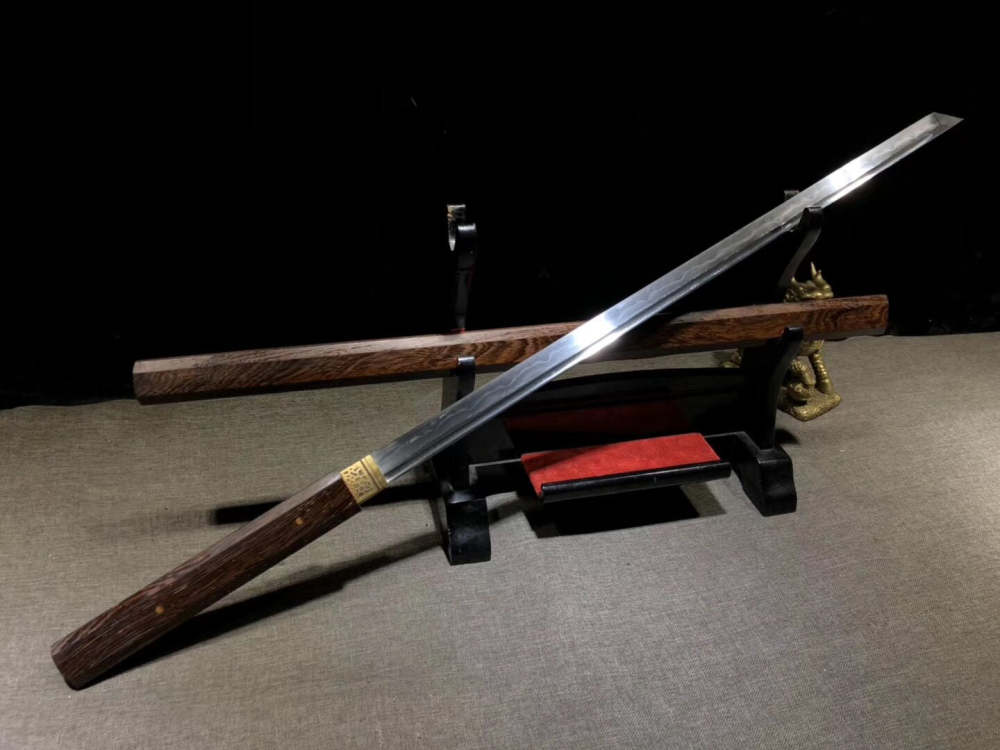 Six-sided stick sword,Tang sword,Pattern steel,Earth burning blade,Wenge scabbard,Longquan sword