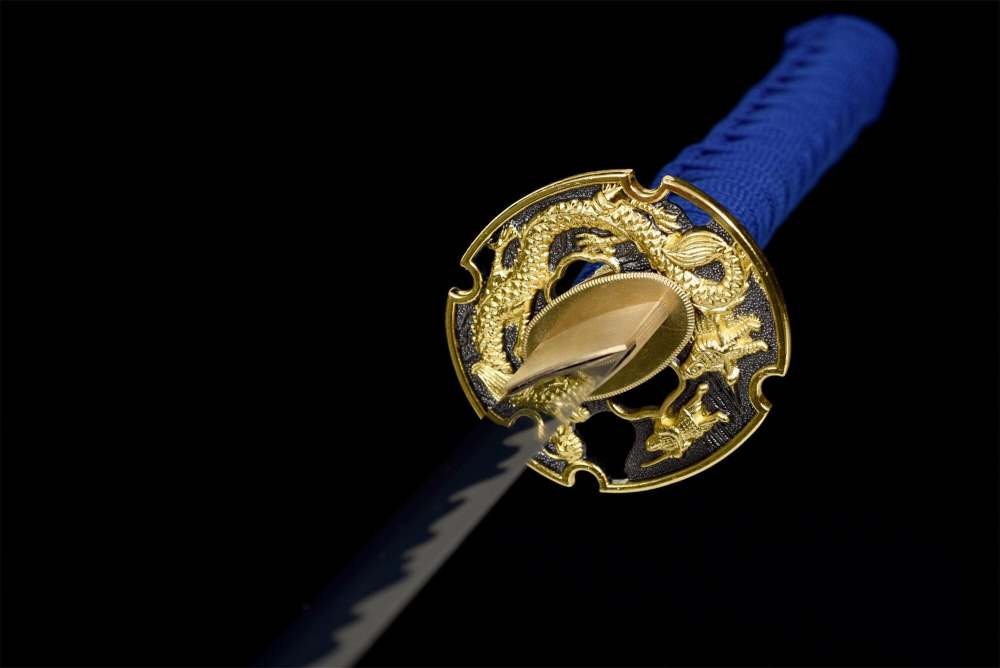 Water Dragon King Katana,Baked Blue Blade,Japanese Samurai Sword,Real Handmade Katana,High Manganese Steel