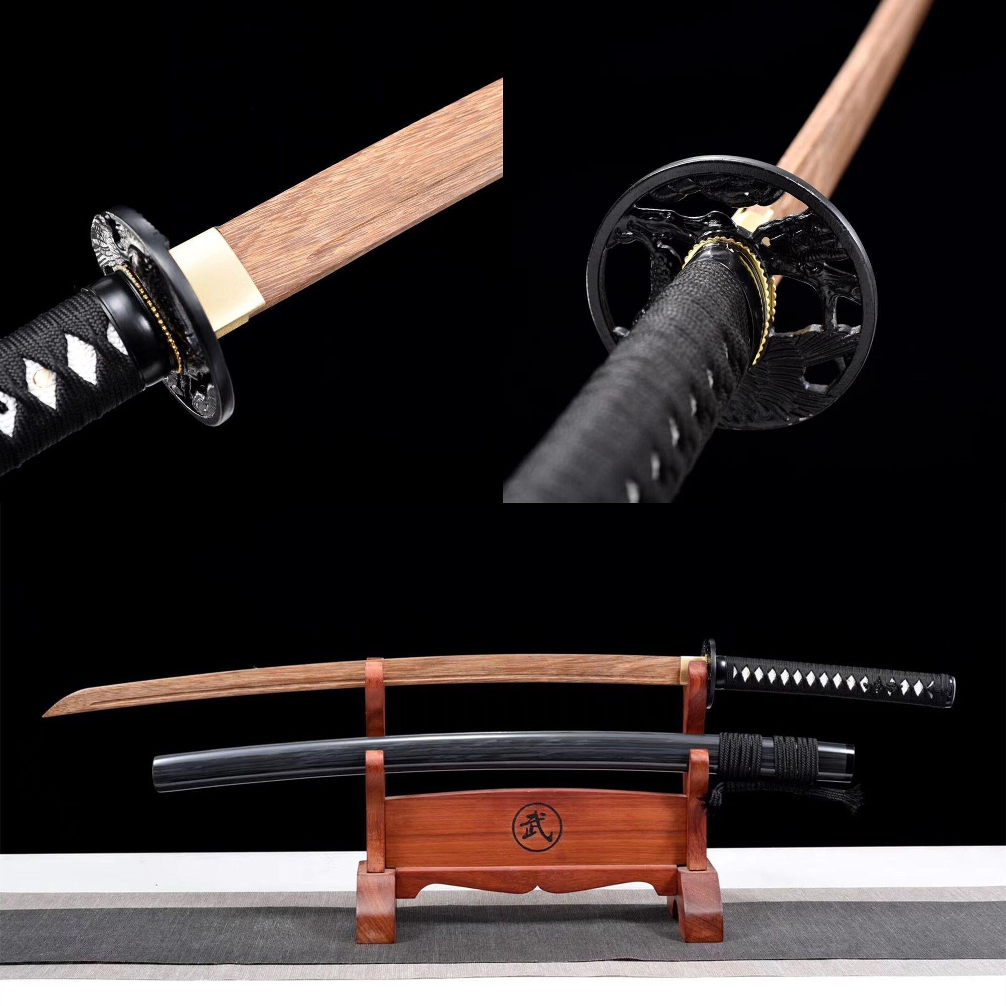 Black Katana,Wooden Katana,Japanese Samurai Sword,Handmade Wooden Sword