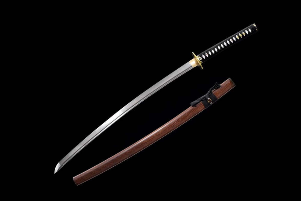 Rosewood samurai sword,Katana,Hundred steelmaking pattern steel,Solid wood scabbard,Longquan sword
