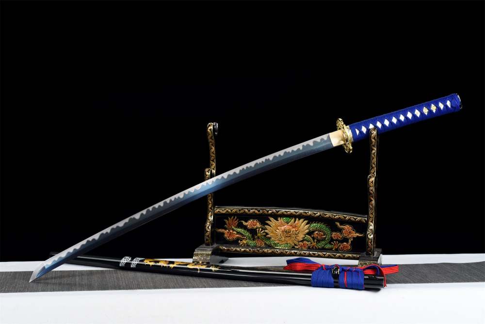 Water Dragon King Katana,Baked Blue Blade,Japanese Samurai Sword,Real Handmade Katana,High Manganese Steel