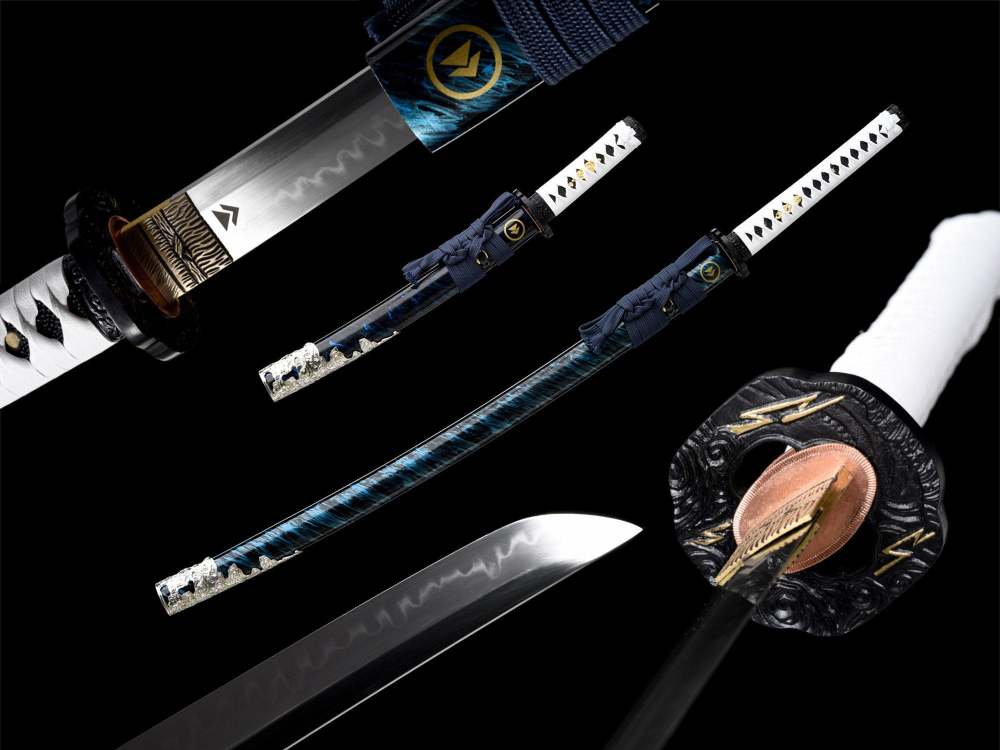 Ghost of Tsushima,Katana and Tanto,Real Japanese Samurai Sword,Handmade Katana Sword Sharp,Full Tang,Clay tempered t-10 steel with hamon