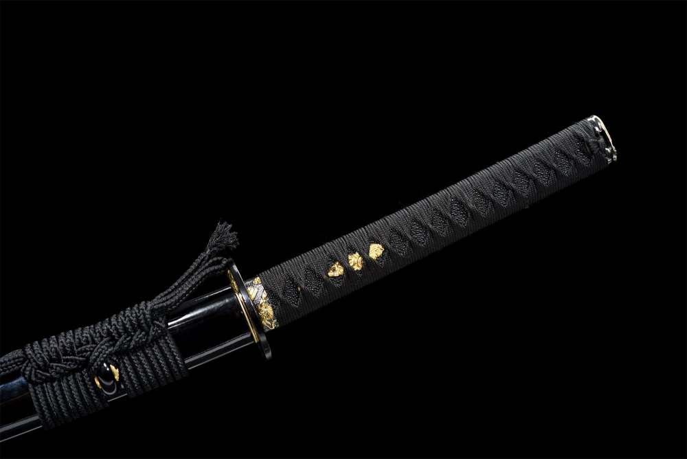 Blackwing Katana,Japanese Samurai Sword,Real Handmade Katana,1095 Steel,Clay tempered,Black blade