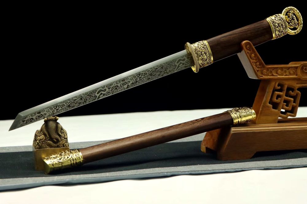 Ring-Beast Tang sword,Short knife,High manganese steel,Rosewood scabbard,Longquan sword