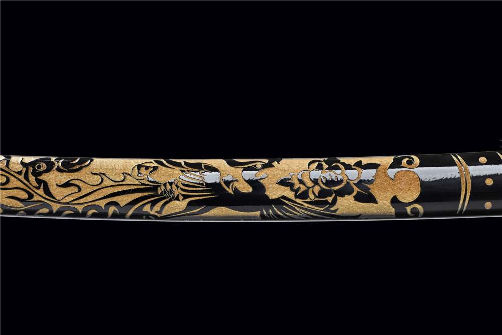 Golden Phoenix Katana,Baked Gold Series,Japanese Samurai Sword,Real Katana,Handmade sword,High performance manganese steel,Longquan sword