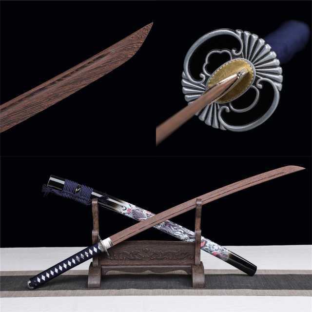 Black Dragon Katana,Wooden Katana,Japanese Samurai Sword,Handmade Wooden Sword,Training Sword,Rosewood blade/Bamboo Blade