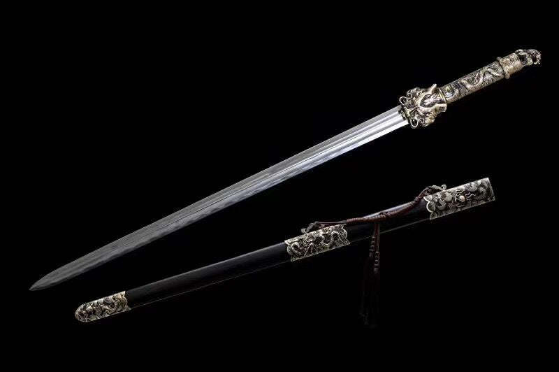 Sacred Dragon Sword,Handmade Traditional Sword,Chinese Sword,Hundred steelmaking pattern steel,Longquan sword