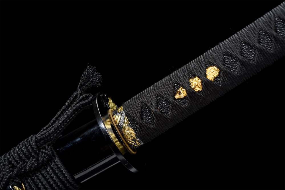 Blackwing Katana,Japanese Samurai Sword,Real Handmade Katana,1095 Steel,Clay tempered,Black blade