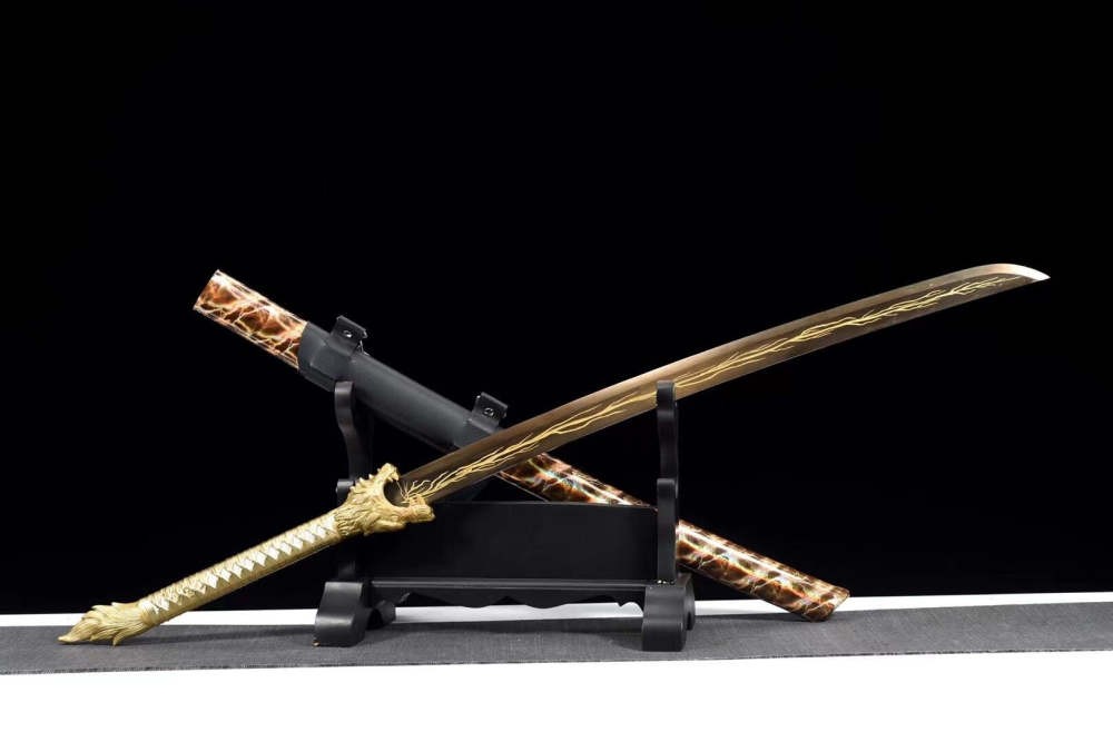 Golden Flame Wolf Sword,Handicrafts,Chinese Saber,Real Sword,Handmade Chinese Sword,High manganese steel,Longquan sword
