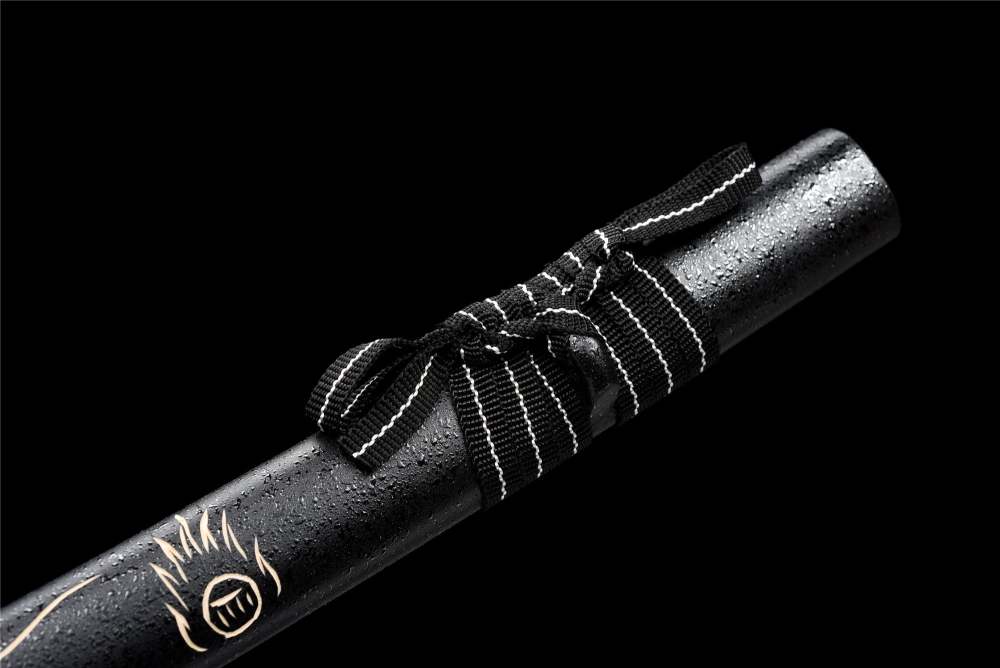 Carved Dragon Katana,Double Dragon,Black Katana,Japanese Samurai Sword,Real Handmade Katana,Carbon steel