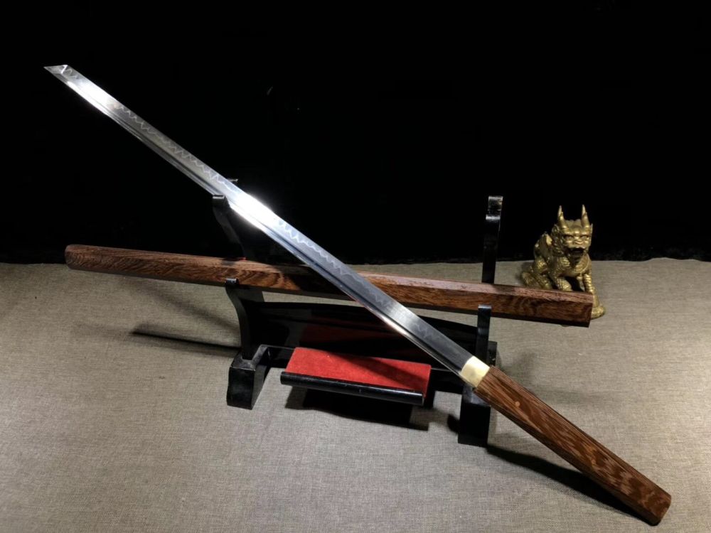 Six-sided stick sword,Tang sword,Pattern steel,Earth burning blade,Wenge scabbard,Longquan sword