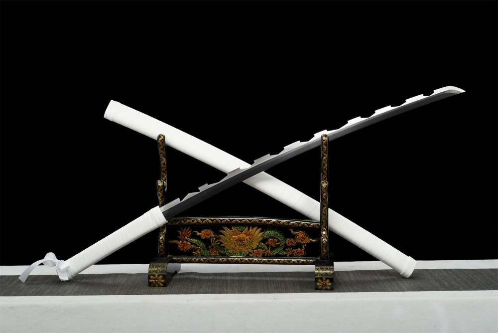 White Anime Sword,Handmade Japanese Samurai Sword,Real Replica Anime Katana,High-carbon steel