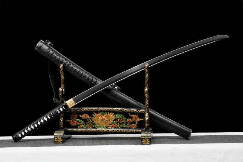 Black Blade Katana Sword,Fight With Heaven,Real Handmade Japanese Samurai Sword,High Performance Steel