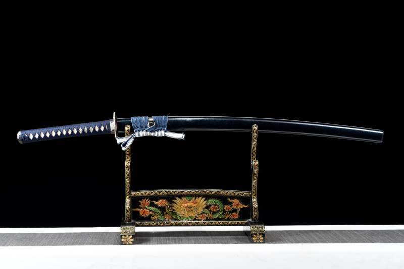 T10 High Carbon Steel Clay Tempered With Hamon 皆烧 Blade Handmade Blue Katana Sword Real Japanese Samurai Sword Full Tang