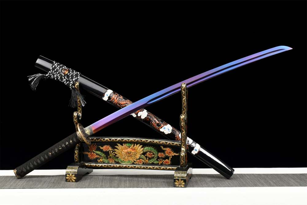 Cloud Dragon Katana,Handmade Japanese Samurai Sword,Real Katana Sword,High Manganese Steel Blade,Full Tang