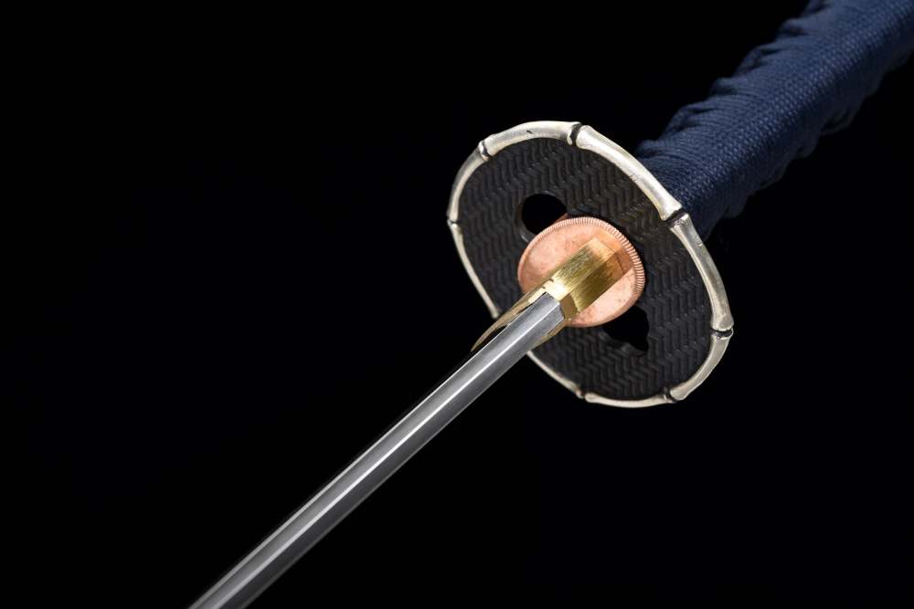 T10 High Carbon Steel Clay Tempered With Hamon 皆烧 Blade Handmade Blue Katana Sword Real Japanese Samurai Sword Full Tang