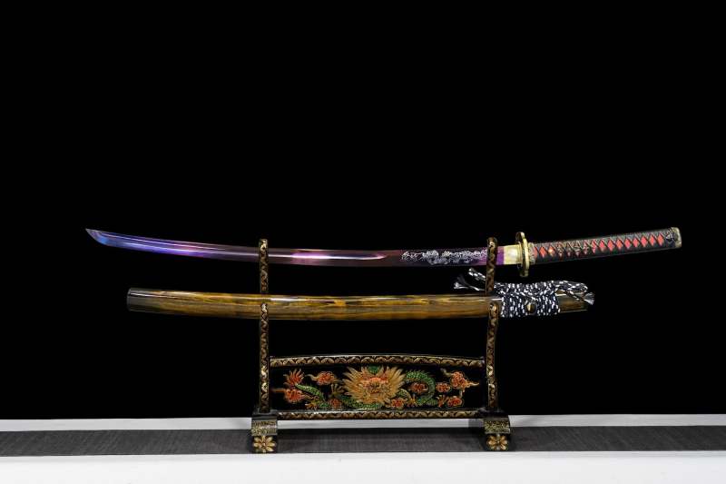 Purple Dragon Katana,Japanese Samurai Sword,Real Handmade Katana,High Manganese Steel Blade,Full Tang