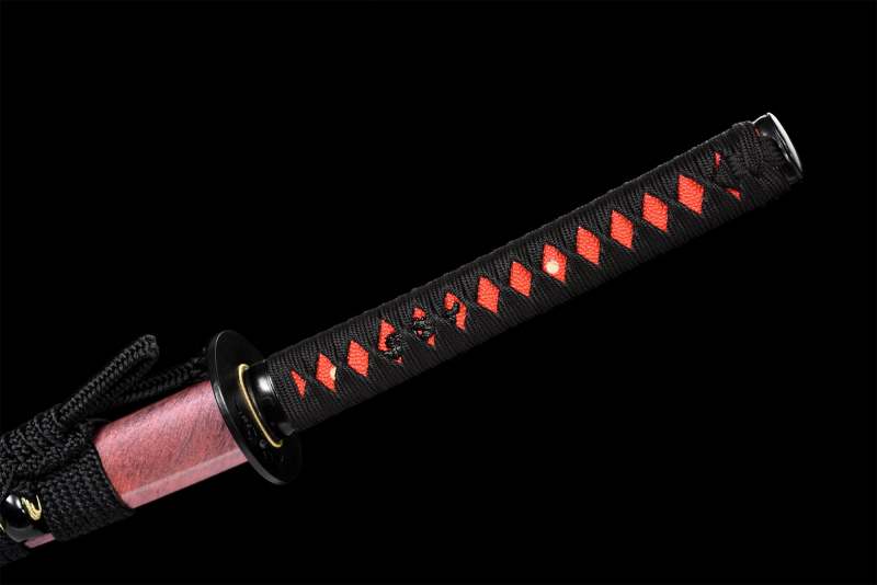 Handmade Pink Katana Sword -Black Iron Tsuba Real Japanese Samurai Sword High Manganese Steel Full Tang