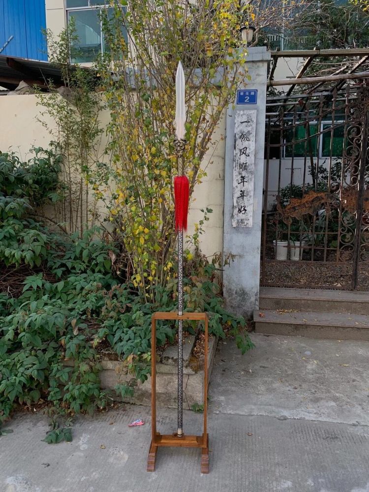Bull Demon Spear,Handicraft,red-tasselled spear,Lance,Handmade Weapon,Hundred steelmaking pattern steel,Longquan sword
