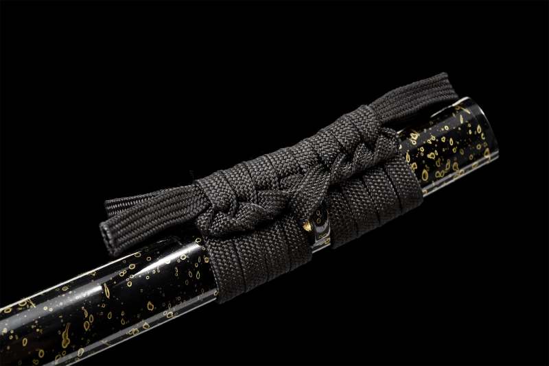 T10 High Carbon Steel Clay Tempered With Hamon Handmade Black Katana With Bamboo Leaves Tsuba Sword Real Japanese Samurai Sword Full Tang