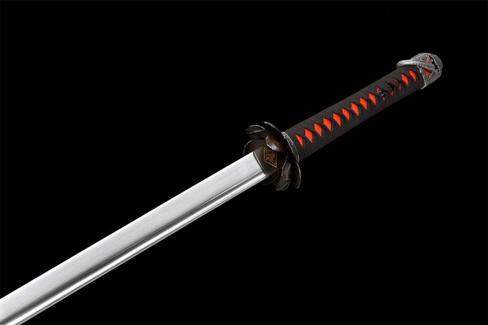 Undead Cut Ninjato Katana With Lotus Tsuba,Handmade Japanese Samurai Sword,Real Ninjato Sword,High manganese steel,Full Tang