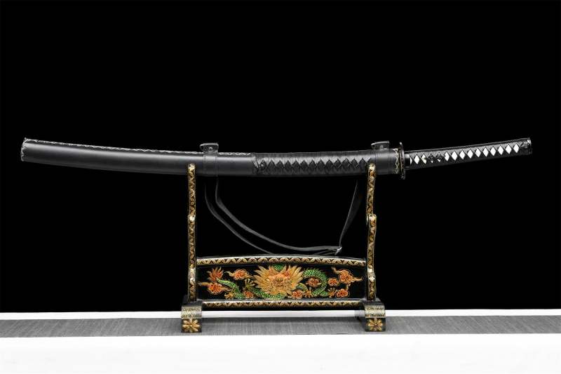 Black Blade Katana Sword,Fight With Heaven,Real Handmade Japanese Samurai Sword,High Performance Steel