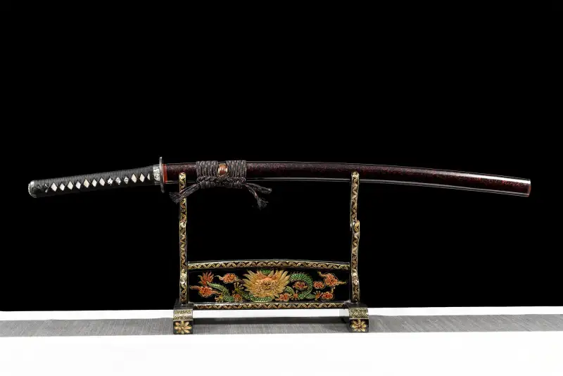T10 High Carbon Steel  Clay Tempered With Hamon Handmade Brown Katana Sword Real Japanese Samurai Sword Full Tang