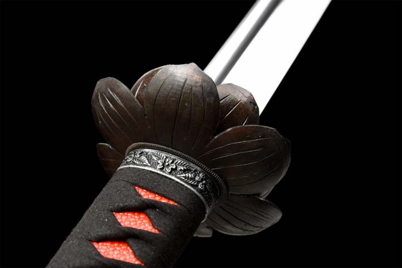 Undead Cut Ninjato Katana With Lotus Tsuba,Handmade Japanese Samurai Sword,Real Ninjato Sword,High manganese steel,Full Tang