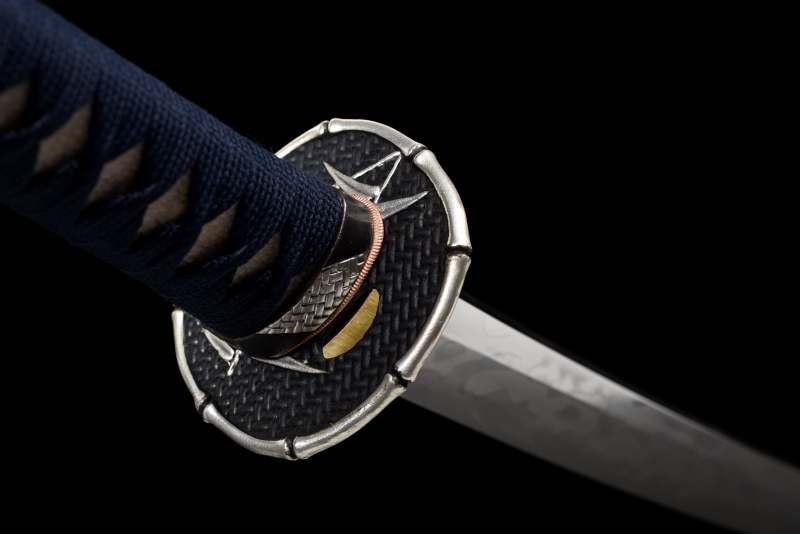 T10 High Carbon Steel Clay Tempered With Hamon 皆烧 Blade Handmade Blue Katana Sword Real Japanese Samurai Sword Full Tang