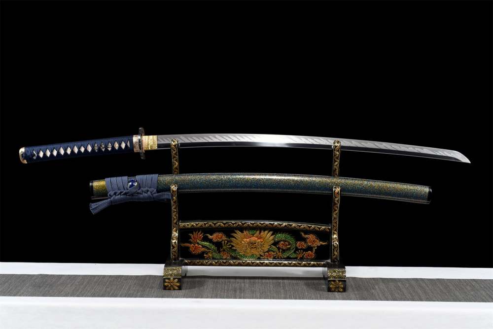 T10 High Carbon Steel Clay Tempered With Hamon Handmade Green Katana With Japanese Iron Tsuba Sword Real Japanese Samurai Sword Full Tang