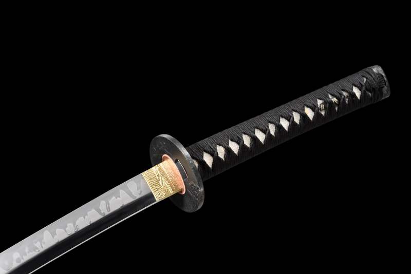 T10 Steel Clay Tempered With Hamon Handmade Black Katana Sword With Dragon Tsuba Real Japanese Samurai Sword Full Tang