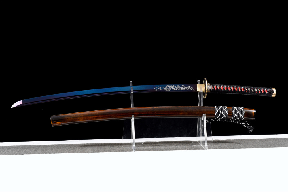 Handmade Manganese Steel Katana – Full Tang, Japanese Samurai Sword | Custom Engraving | Free Shipping-紫龙