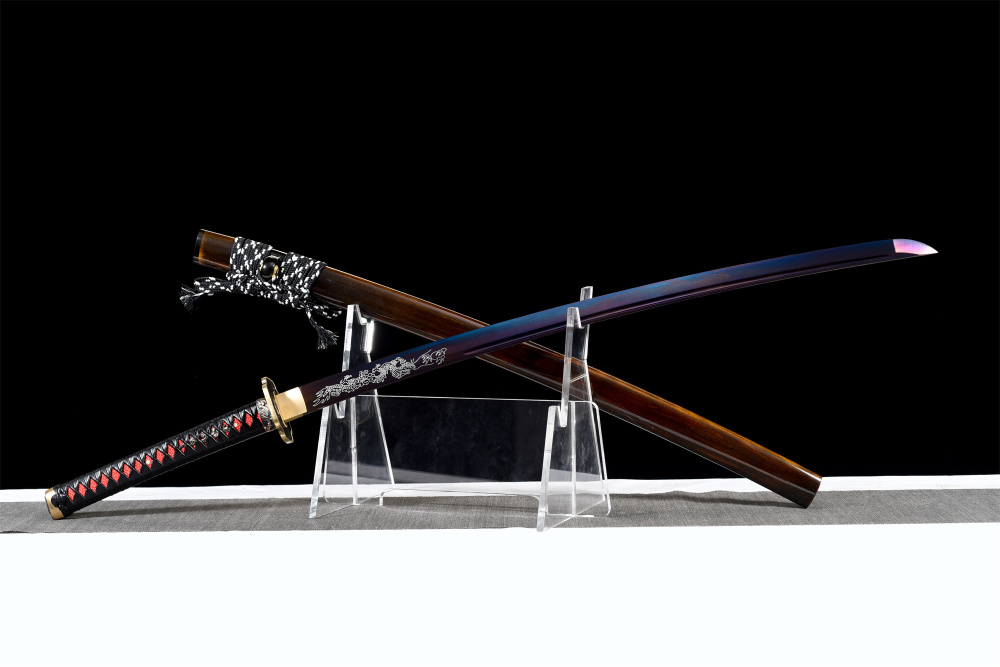 Handmade Manganese Steel Katana – Full Tang, Japanese Samurai Sword | Custom Engraving | Free Shipping-紫龙